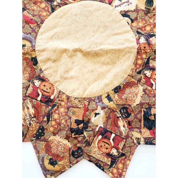 Vintage Halloween Handmade Quilted Table Topper Centerpiece Pumpkin Witch BAGS1 - Picture 2 of 5